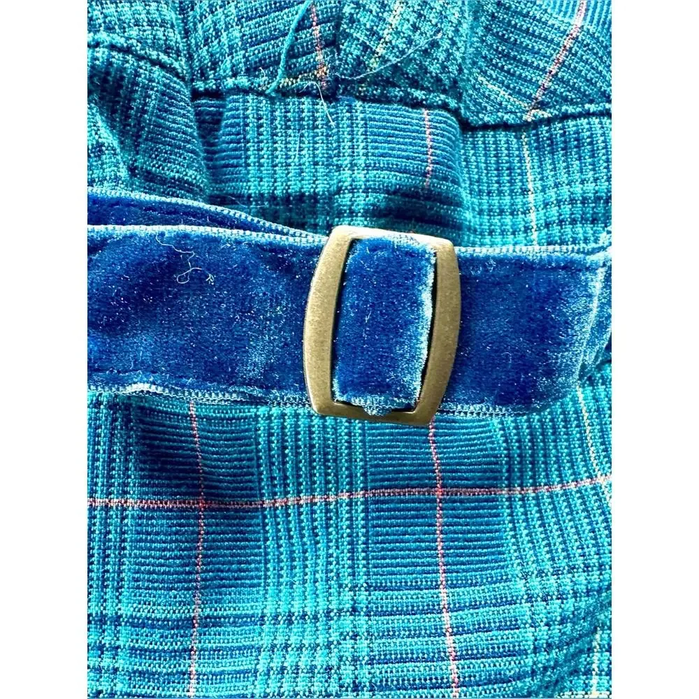 Cherokee Girls 6/6X Blue Plaid Pleated Skort Y2K Preppy Velvet Buckles